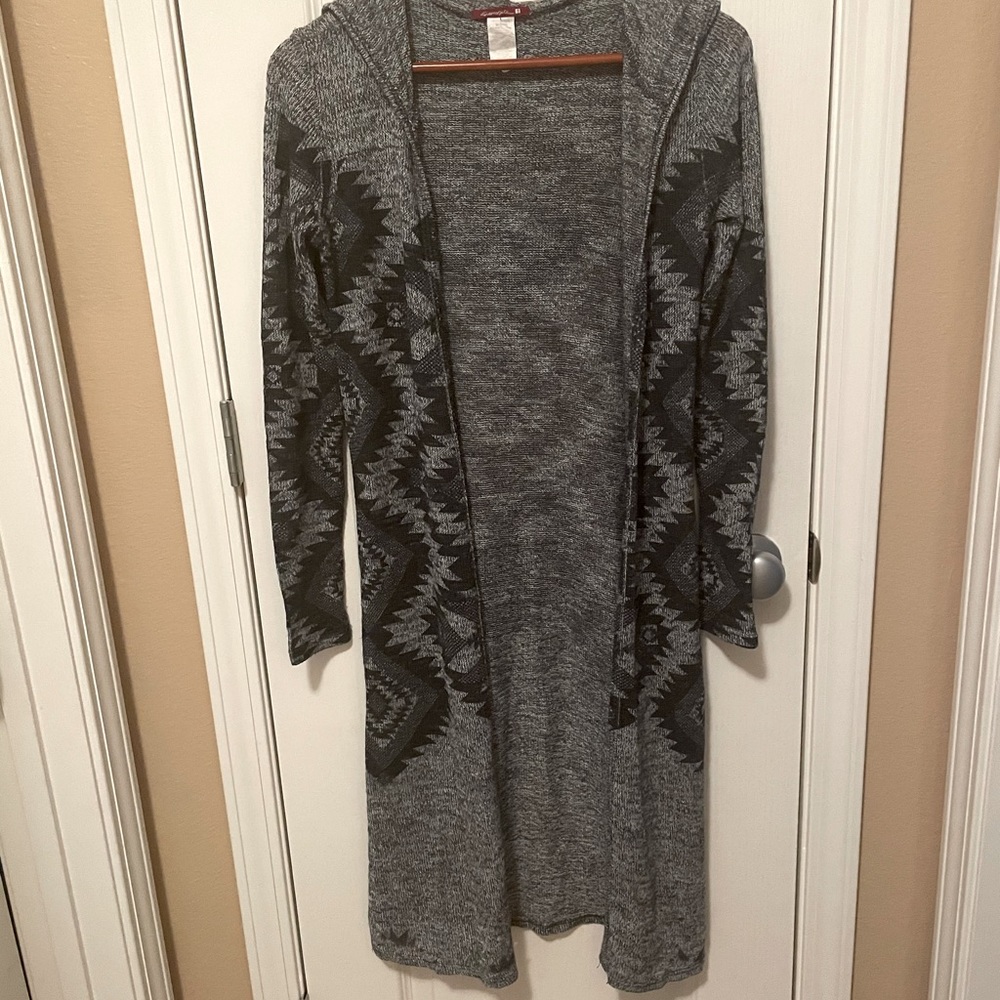 Gorgeous hooded charcoal color cardigan